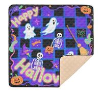 Halloween Blue and Black Ghost Pumpkin Large Sturdy Baby Play mat Foldable for Floor Comfortable Foldable Infant Play Activity Mat for Baby Kids Toddlers Infants, 50'' x 50''gimnasio de
