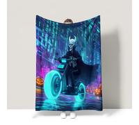 Halloween Blue Blanket Fantastic Dark Sci-fi Retro Warm Bed Blanket Super Soft Warm For children teenagers adults and the elderly Double (150 x 200 CM)
