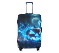 Halloween Blue Flame Pumpkin Ghost Travel Luggage Covers - Elasticity Suitcase Covers Protector for Luggage 18-32 Inch