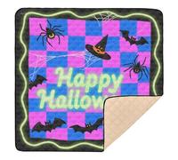 Halloween Blue-Purple Ghost Pumpkin Soft Padded Baby Play Mat for Floor Portable Foldable Padded Baby Mat for Baby Kids Toddlers Infants, 50'' x 50''alfombrillas para Bebes jugar