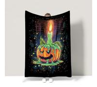 Halloween Blue Throw Blanket Fantastic Psychedelic Retro Dark Travel Blankets Fluffy Soft Warm For children teenagers adults and the elderly Queen (200 x 200 CM)