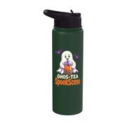 Halloween Boba Bubble Tea Ghost Ghos-Tea Funny Drink Pun Stainless Steel Insulated Water Bottle