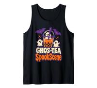 Halloween Boba Bubble Tea Ghost Ghos-Tea Funny Drink Pun Tank Top