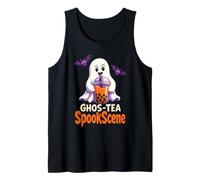 Halloween Boba Bubble Tea Ghost Ghos-Tea Funny Drink Pun Tank Top