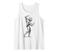 Halloween Bodybuilder Gym and Fitness Jack O Lantern Flexing Tank Top