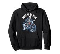 Halloween Bone To Be Wild Skeleton Motorcycle Pullover Hoodie