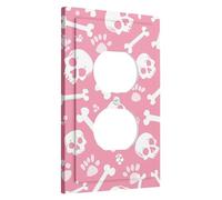 Halloween Bones and Skulls Light Switch Cover Plates/Outlet Covers, Peach Festive Decor for Room Accents, Thermoplastic Wall Plates, Standard Size Single Duplex Outlet