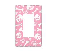 Halloween Bones and Skulls Light Switch Cover Plates/Outlet Covers, Peach Festive Decor for Room Accents, Thermoplastic Wall Plates, Standard Size Single Rocker