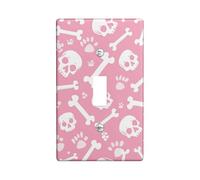 Halloween Bones and Skulls Light Switch Cover Plates/Outlet Covers, Peach Festive Decor for Room Accents, Thermoplastic Wall Plates, Standard Size Single Toggle