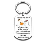 Halloween Boo Basket Stuffers for Women Men Ghost Keychain Spooky Basket Stuffers for Girls Boys Her Him Encouragement Motivational Key Tag for Daughter Girlfriend Friend Coworker Positive Keepsake