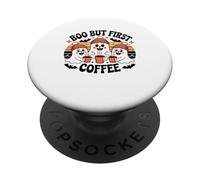 Halloween Boo But First Coffee Lover Ghosts PopSockets Adhesive PopGrip