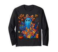 Halloween Boo Ghost Patchwork Quilter Quilting Sewing Womens Long Sleeve T-Shirt