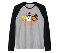 Halloween Boo Ghost Pumpkin Witch Spider Bat Raglan Baseball Tee
