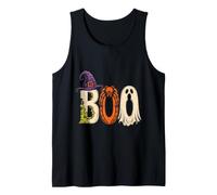 Halloween Boo Ghost Spider Witch Hat Letters Graphic Tank Top