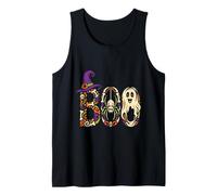 Halloween Boo Ghost Spider Witch Hat Letters Graphic Tank Top