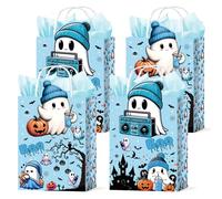 Halloween Boo Party Favor Bags - 24 Pcs Blue Little Boo Pumpkin Goodie Candy Gift Bags Happy Boo Day Ghost Themed Party Favor Supplies for Halloween Birthday Baby Shower Decorations