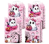 Halloween Boo Party Favor Bags - 24 Pcs Pink Boo Pumpkin Goodie Candy Gift Bags Happy Boo Day Ghost Themed Party Favor Supplies for Halloween Birthday Baby Shower Decorations