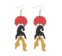 Halloween Boo Pumpkin Wine Skeleton Skull Wooden Earrings Hocus Pocus Witch Tricks Cauldron Spider Web Boo Lightweight Halloween Holiday Festive Party Jewelry Gift, Wood, No Gemstone