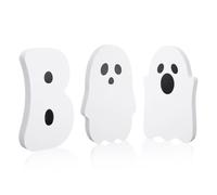 Halloween BOO Sign Table Decorations, White Ghost Halloween Decorations Cute Ghost BOO Sign for Desk Shelf Home Party Accessory