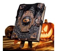 Halloween Book of Spells Prop - Evil Eye Haunted Spellbook, Faux Leather Witch magics Tome | Demon Ritual Bookulpture, Spooky Horror Home Decoration, Creepy witch craft Decor for Haunted House Party
