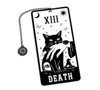 Halloween Bookmarks Black Cat Bookmark Gothic Tarot Card Death Book Marker Halloween Gifts for Women Men Boo Basket Stuffers for Adults Kids Horror Witchy Spooky Gifts for Book Lovers Black Cat Gifts
