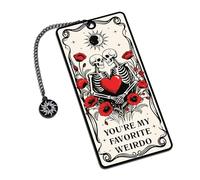 Halloween Bookmarks for Women Men Skeleton Tarot Metal Bookmark for Book Lovers Halloween Spooky Boo Basket Stuffers for Couple Boyfriend Girlfriend Skull Tarot Card Bookmark Gothic Spooky Basket
