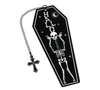 Halloween Bookmarks for Women Spooky Book Marks for Reading Kids Coffin Shape Metal Bookmark Horror Bookmarker Book Lovers Gifts Boo Basket Stuffers Witchy Gifts Gothic Accessories Gothic Creepy Gifts