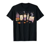 Halloween Books and Coffee Doodles Autumn Read Reading Book T-Shirt