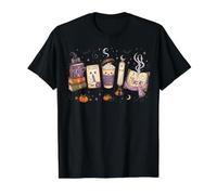Halloween Books and Coffee Doodles Autumn Read Reading Book Value Graphic T-Shirt, Men, Black, M