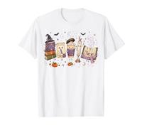 Halloween Books and Coffee Doodles Autumn Read Reading Book Value Graphic T-Shirt, Men, White, XL