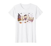Halloween Books and Coffee Doodles Autumn Read Reading Book Value Graphic T-Shirt, Women, White, S