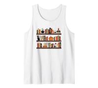 Halloween Bookshelf Spooky Season Horror Book Tank Top