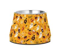 Halloween Boos Bats Spiders Web Dogs Feeding Bowls Enhanced Stainless Steel Metal Pets Bowls for Small Pet Whisker Fatigue