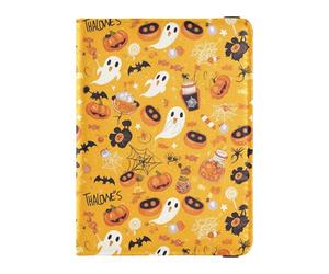 Halloween Boos Bats Spiders Web Leather Passport Holder Cover Wallet Secure Hidden Money&Card Holder for Family Business Trip