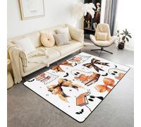 Halloween Bow 100x150 cm Area Rug, Cute Ghost Rugs for Living Room Gothic Halloween Bats Washable Rug, Funny Silhouette Book Carpet Indoor Floor Mat,White