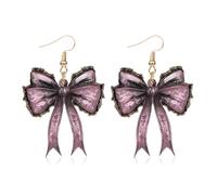 Halloween Bow Earrings for Women Gothic Dangle Black Bat Halloween Costume Jewelry Gifts, Metal, No Gemstone