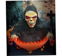 Halloween Bowl Skeleton Candy Bowl Animated Halloween Decorations with Motion Activated Sensor Screaming Skull Candy Holder Halloween Decor with Light Up Red Eyes
