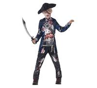 Smiffys Deluxe Jolly Rotten Pirate, Black with Top, Trousers & Hat, Sublimation Print, Halloween Child Fancy Dress, Pirate Dress Up Costumes