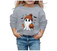 Halloween Boys Girls Jumper Glow in The Dark Ghost Monster Truck Pumkin Face Dinosaur Car Bat Kids Sweatshirt Toddler Top Long Sleeve Round Neck Cotton Casual Clothes T Shirt 0-16 Years Old