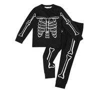 Halloween Boys Pyjamas Long Sleeve Warmth Sets Skeleton Ghost Pumpkin Outfit Cotton Fun Sleepwear Loungewear Jack Skellington Print For Family Matching Outfits Black