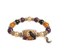 Halloween Bracelet - 18.5cm Pumpkin Bead Ghost Charm Jewelry Gift, Se référer à la description, Carbide, No Gemstone