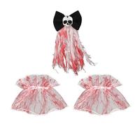 Halloween Bridal Headdress Rose Decorated Gothic Dark Lace Bracelet Retro Scary Ghost Bride Outfit Halloween Party Costume Accessories Easy to Wear Suitable for Cosplay
