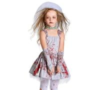 Halloween Bride Costume, Zombie Halloween Costume, Horror Blood Skirt for Cosplay Masquerade Carnival Party Favors Girls Haunted House Stage Performance