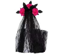 Halloween Bride Headband Gothic Flower Garland for Cosplay Wedding Headpiece Costume Headwear Accessory（Black-E）