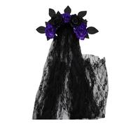 Halloween Bride Headband Gothic Flower Garland for Cosplay Wedding Headpiece Costume Headwear Accessory（Black-C）