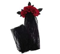 Halloween Bride Headband Gothic Flower Garland for Cosplay Wedding Headpiece Costume Headwear Accessory（Black-D）