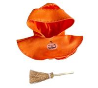 Halloween Broom and Pumpkin Set for 17cm Dolls, Orange Broom and Outfit Two-Piece Set, Perfect for Halloween and Festive Play, Teenage boys & girls, Creative Gift Choices(No doll)