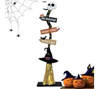 Halloween Broom Lights - Led Wooden Decoration, Illuminated Spooky Porch Display | Seasonal Holiday Light up Witch Accent, Indoor Outdoor Yard Front Porch Corner Ornament Glowing Sign Decor