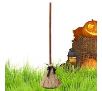 Halloween Broom: Maple Style with Rustic Handle, Animated Motion Accessory, Floating Illusion Function, Scene with Creepy Sound Element | DIS