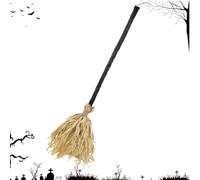 Halloween Broom, Spooky Floating Animated Witch Broom with Sound Light, Dancing Witch Brooms for Holiday Party Prop and Fireplace Porch Yard Garden